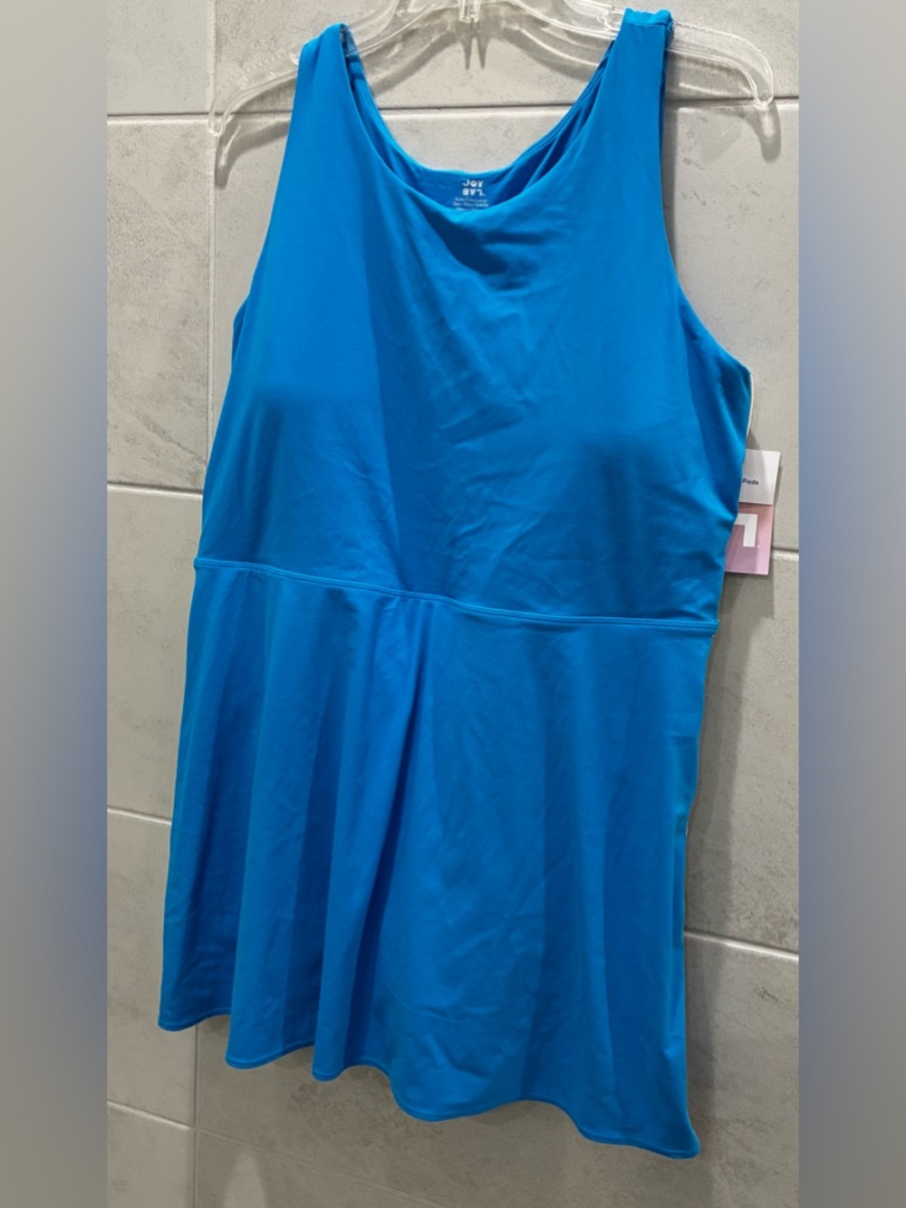 NWT JoyLab Blue Active Dress Sleeveless Built-In Shorts side Stripes Size XXL